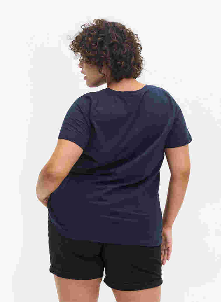 2-pack Short-sleeved T-shirt in Cotton, Navy B/Reseda, Model image number 1