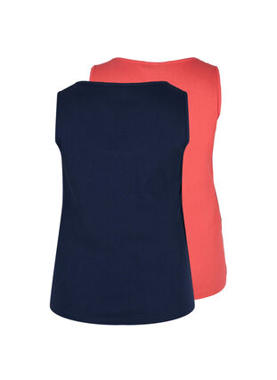 2-pack basic tank top with rib, Navy B/Dubarry, Packshot image number 1