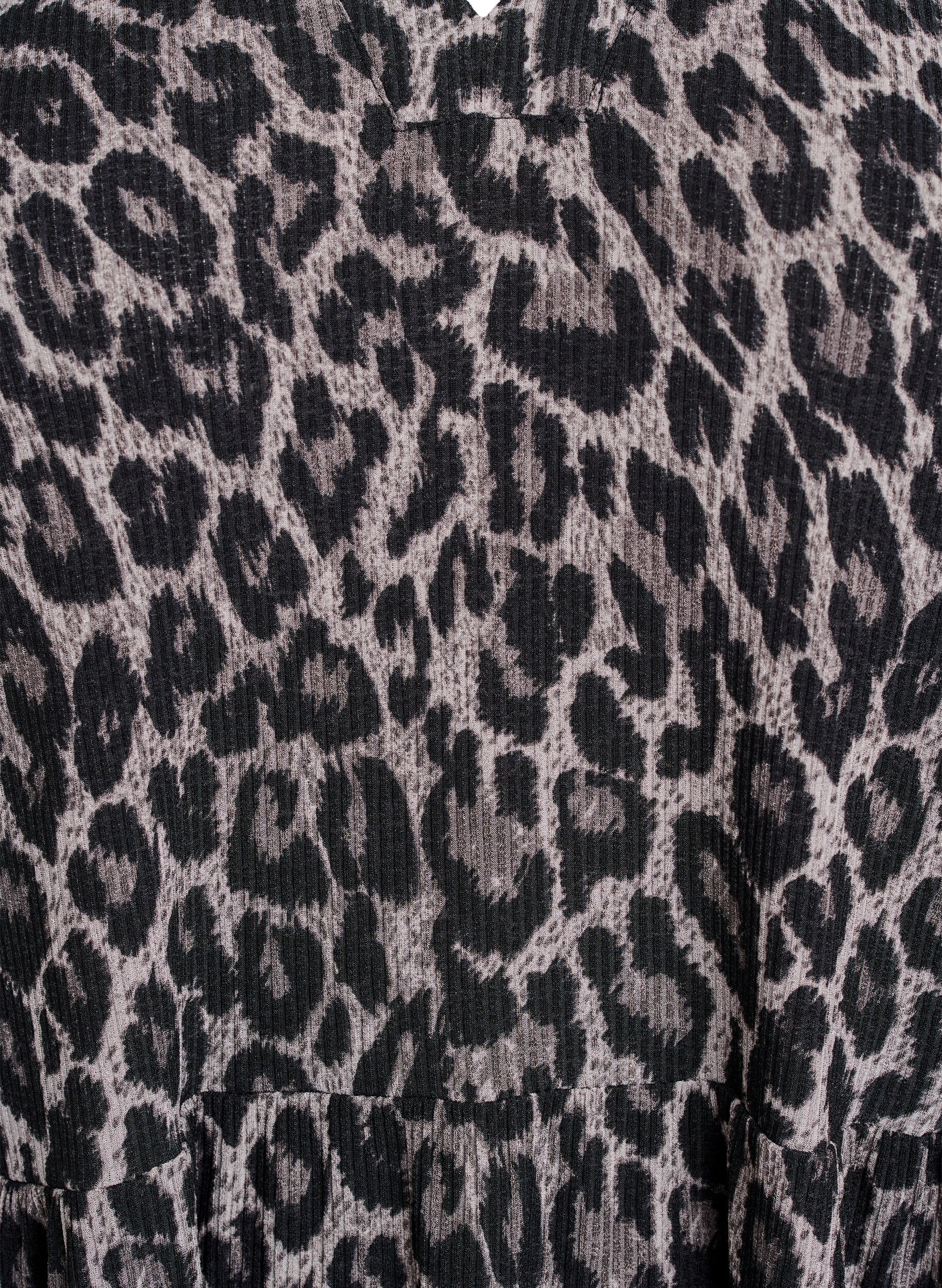 Zizzifashion Short A-line dress with leopard print, Dark Grey, Packshot image number 2