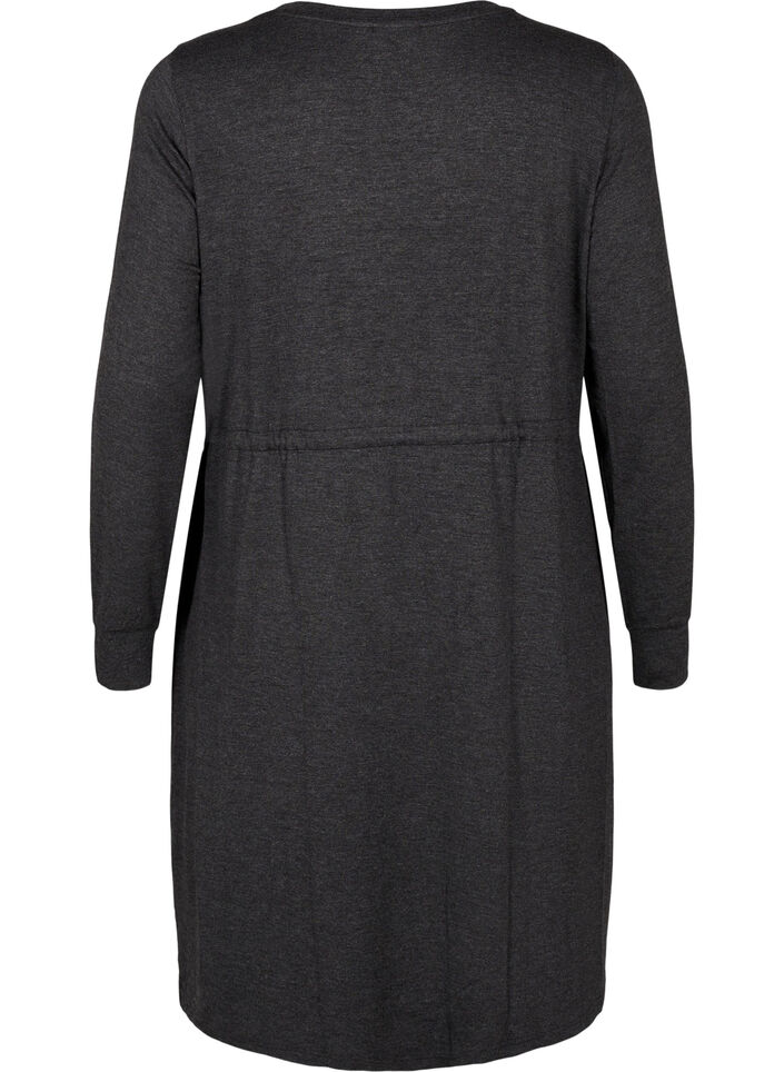 Knee-length jersey dress with ties, Dark Grey Melange, Packshot image number 1