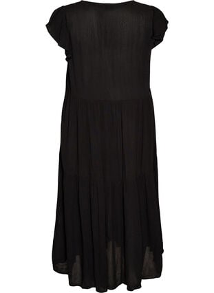 Midi dress in viscose with ruffle sleeves - Black - Sz. L - Zizzifashion Midi dress in viscose with ruffle sleeves - Black - Sz. L - Zizzifashion