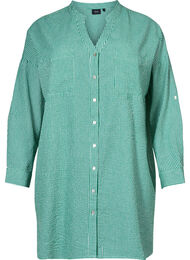 Striped cotton shirt with 3/4 sleeves, Jolly Green Stripe, Packshot