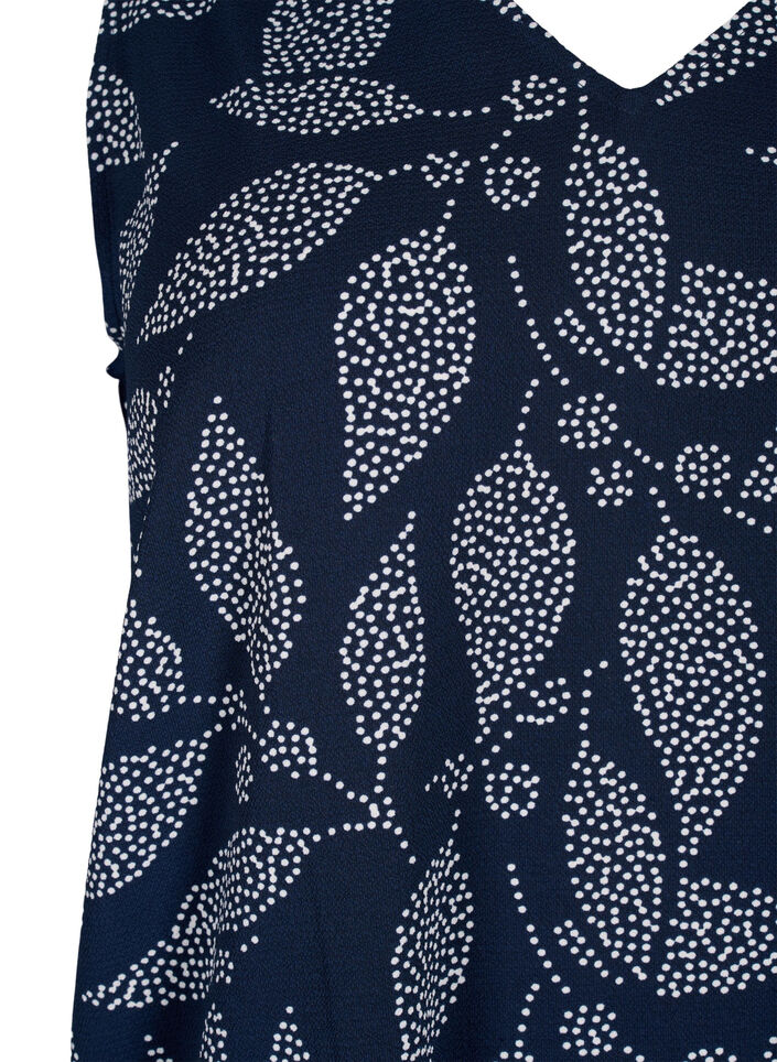 Printed top with V-neck, Navy B. w. Dot Leaf, Packshot image number 2