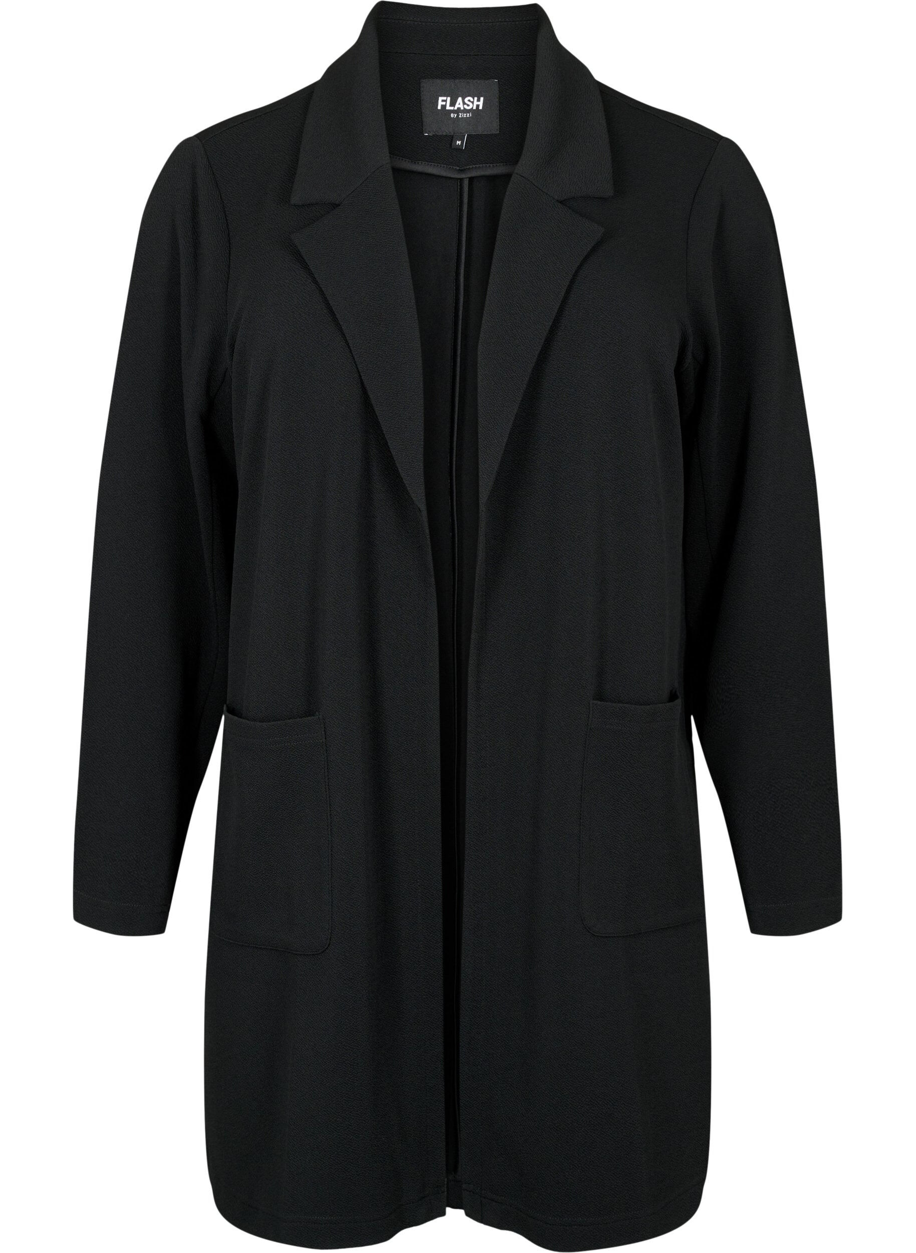 ZizzifashionLong blazer with pockets, Black, Packshot image number 0