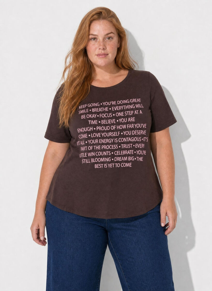 T-shirt with motif, Brown, Model image number 0