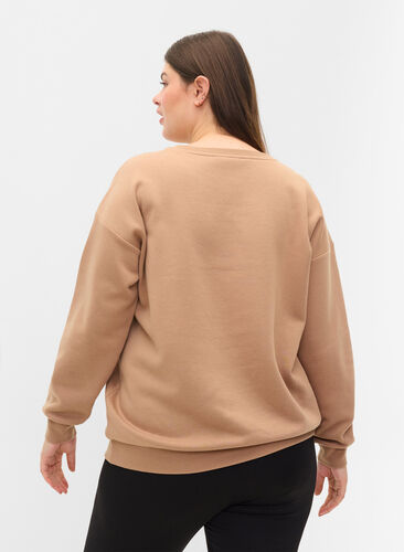 Sweatshirt with sporty print, Tannin, Model image number 1