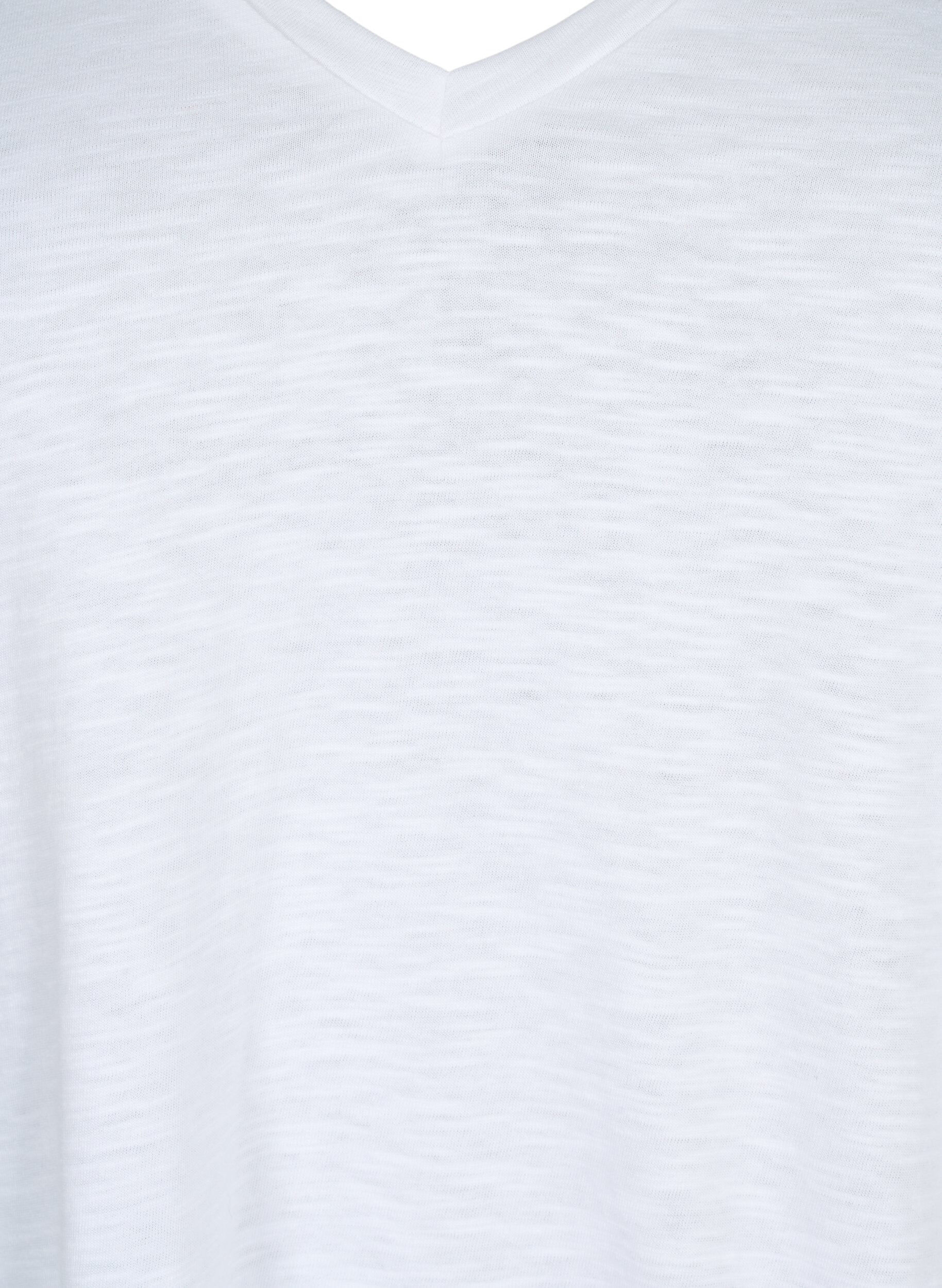 ZizzifashionShort-sleeved basic t-shirt with v-neck, White, Packshot image number 2