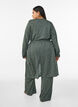 Long jersey cardigan with tie-belt, Green, Model image number 1