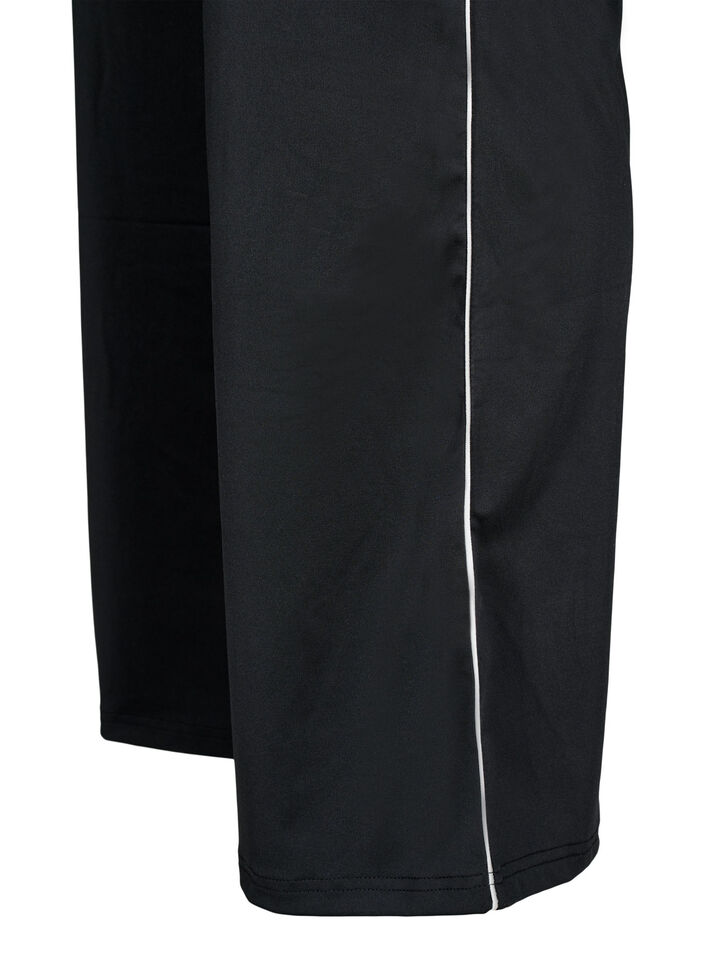 Flared workout pants with contrast piping, Black, Packshot image number 3