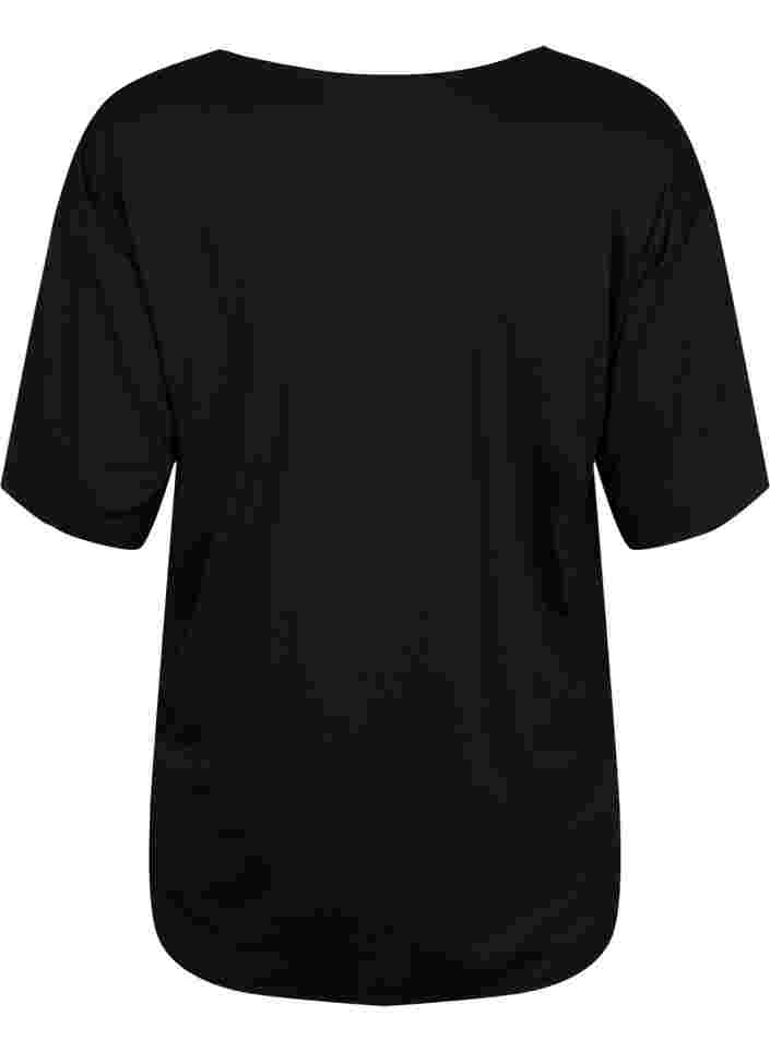 Sport top with short sleeves, Black, Packshot image number 1