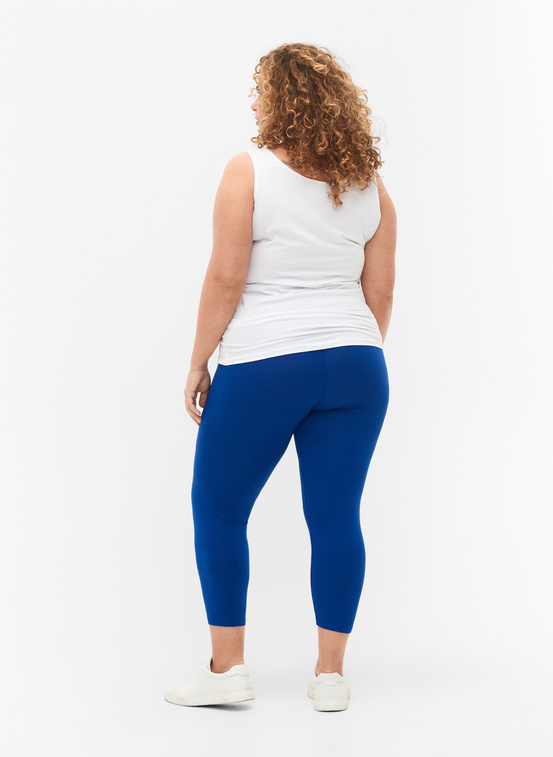 ZizzifashionBasic 3/4-length viscose leggings, Blue, Model image number 2