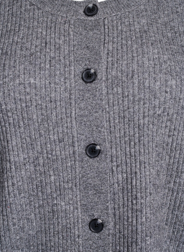 Rib knit cardigan with buttons, Grey, Packshot image number 2