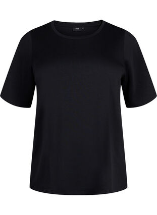 T-shirt in modal mix, Black, Packshot image number 0
