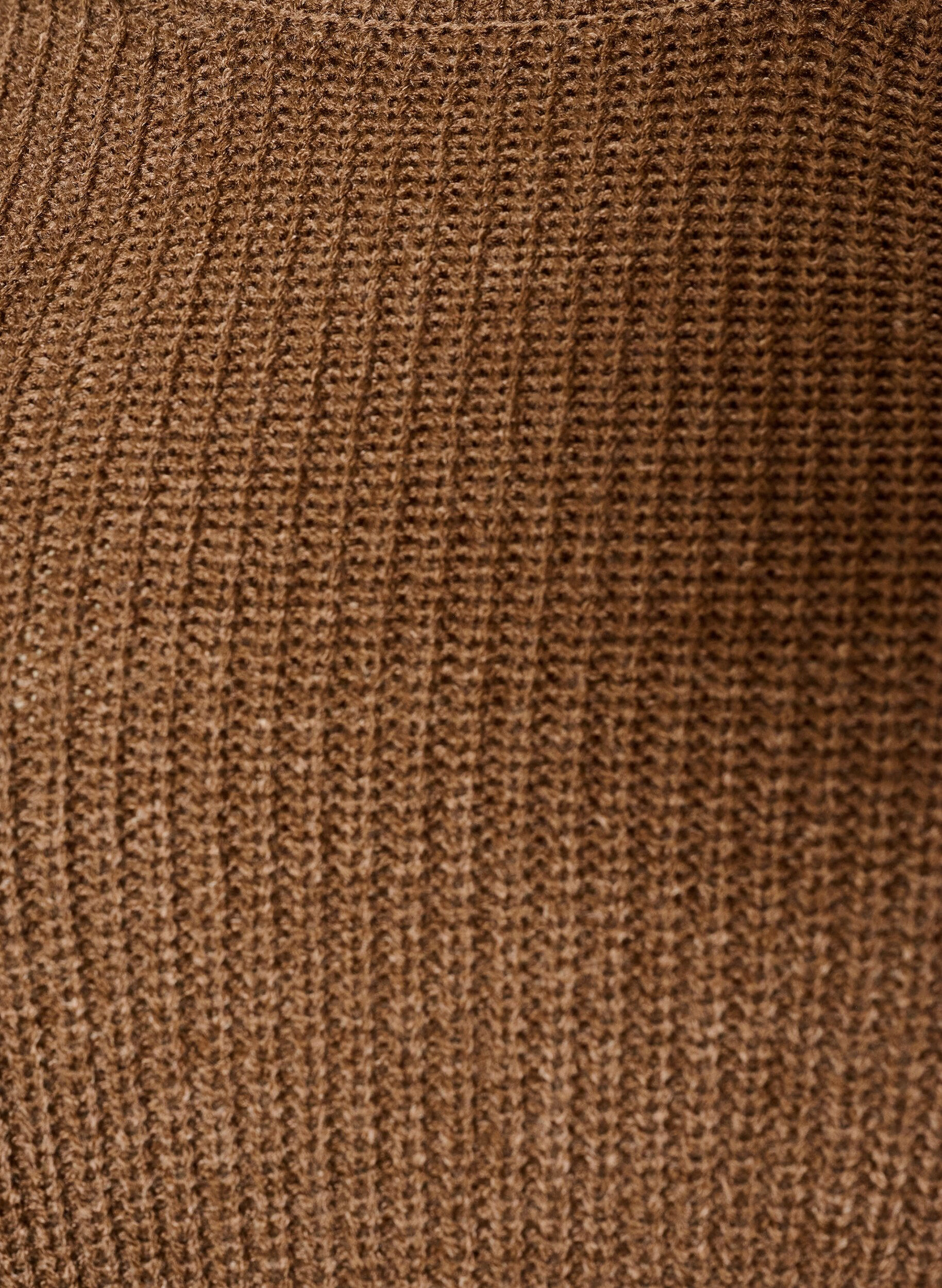ZizzifashionKnitted blouse with ribbed texture and button details, Brown, Packshot image number 2