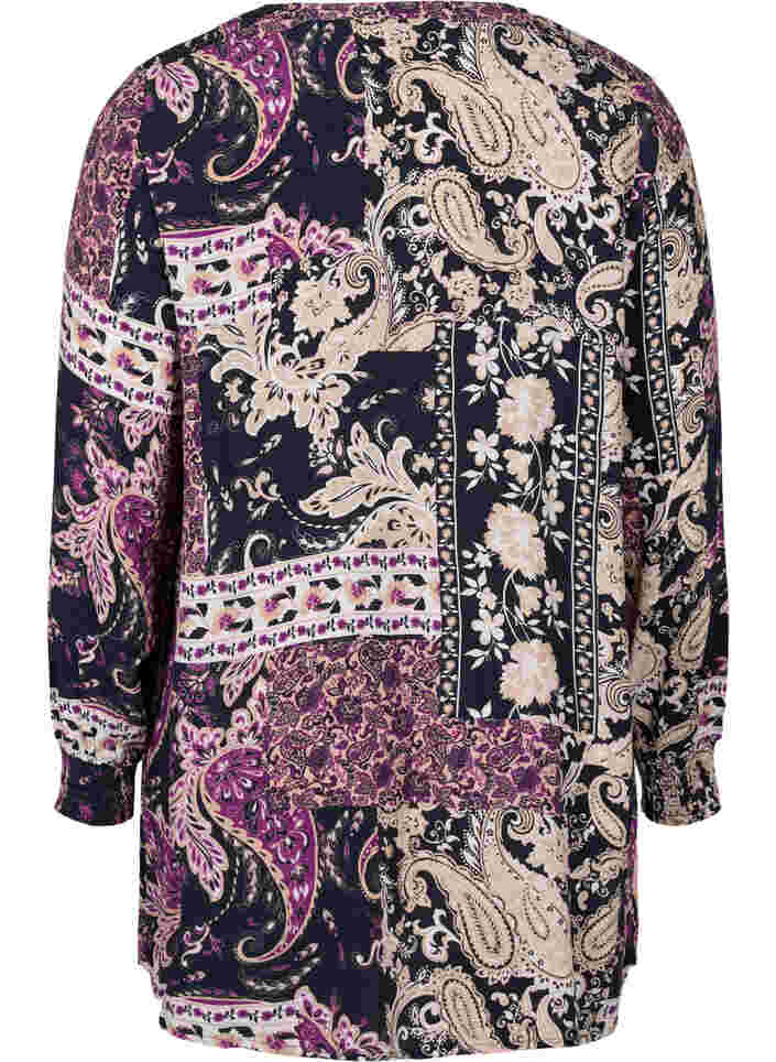 Tunic in viscose with Paisley print, Black Patchwork AOP, Packshot image number 1