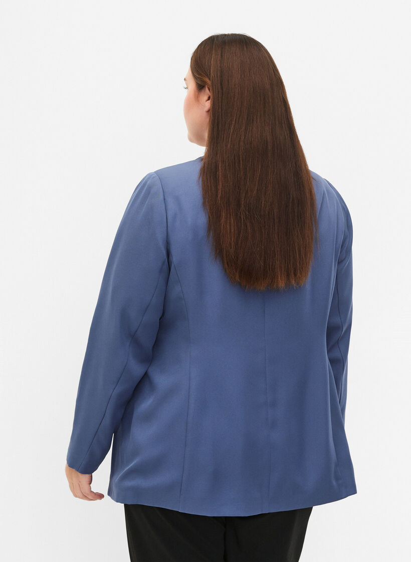 FLASH - Simple blazer with button, Blue, Model image number 2