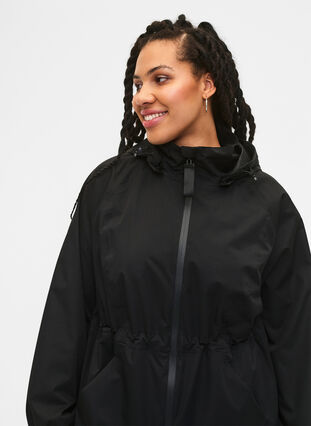 Functional coat with pockets and hood, Black, Model image number 2