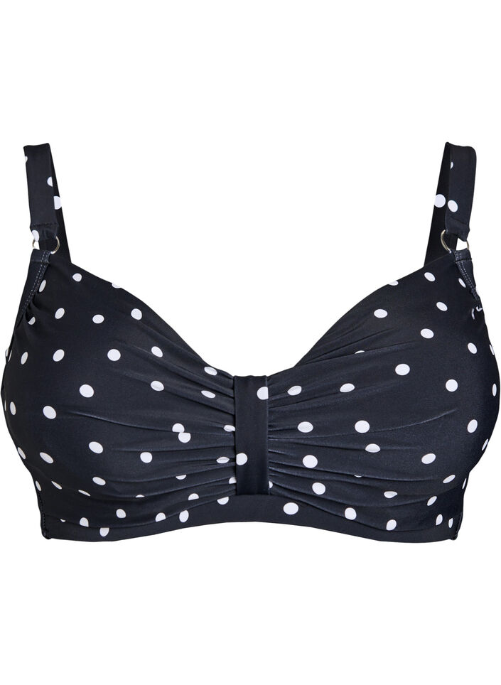 Bikini top with underwire and pattern, Black, Packshot image number 0