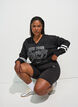 Sporty mesh top with text print, Black, Model image number 0