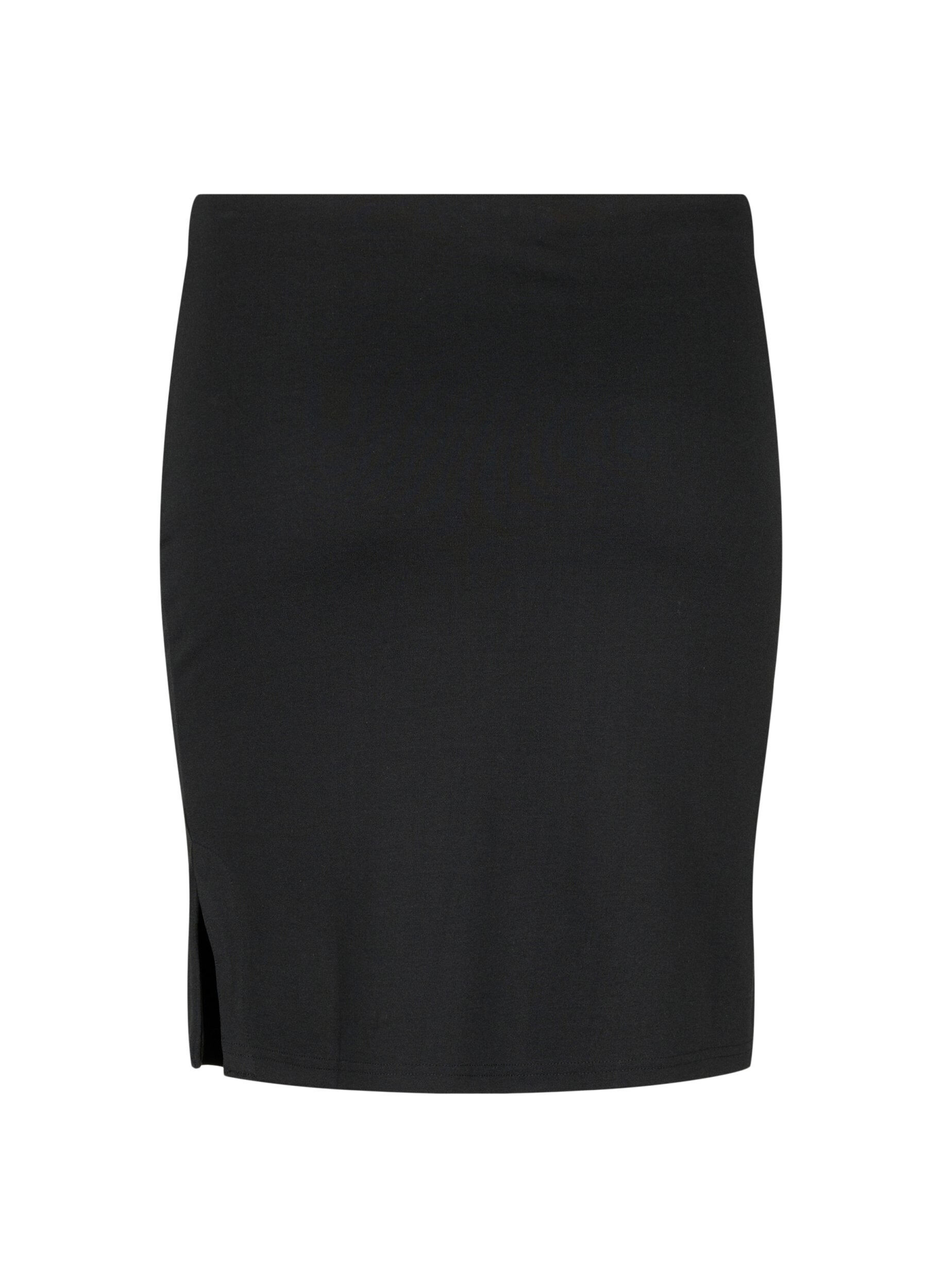 Zizzifashion Tight-fitting viscose skirt with slit, Black, Packshot image number 1