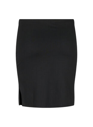 Tight-fitting viscose skirt with slit, Black, Packshot image number 1