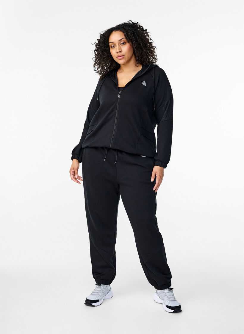 Sweatpants with textured detail, Black, Model image number 3