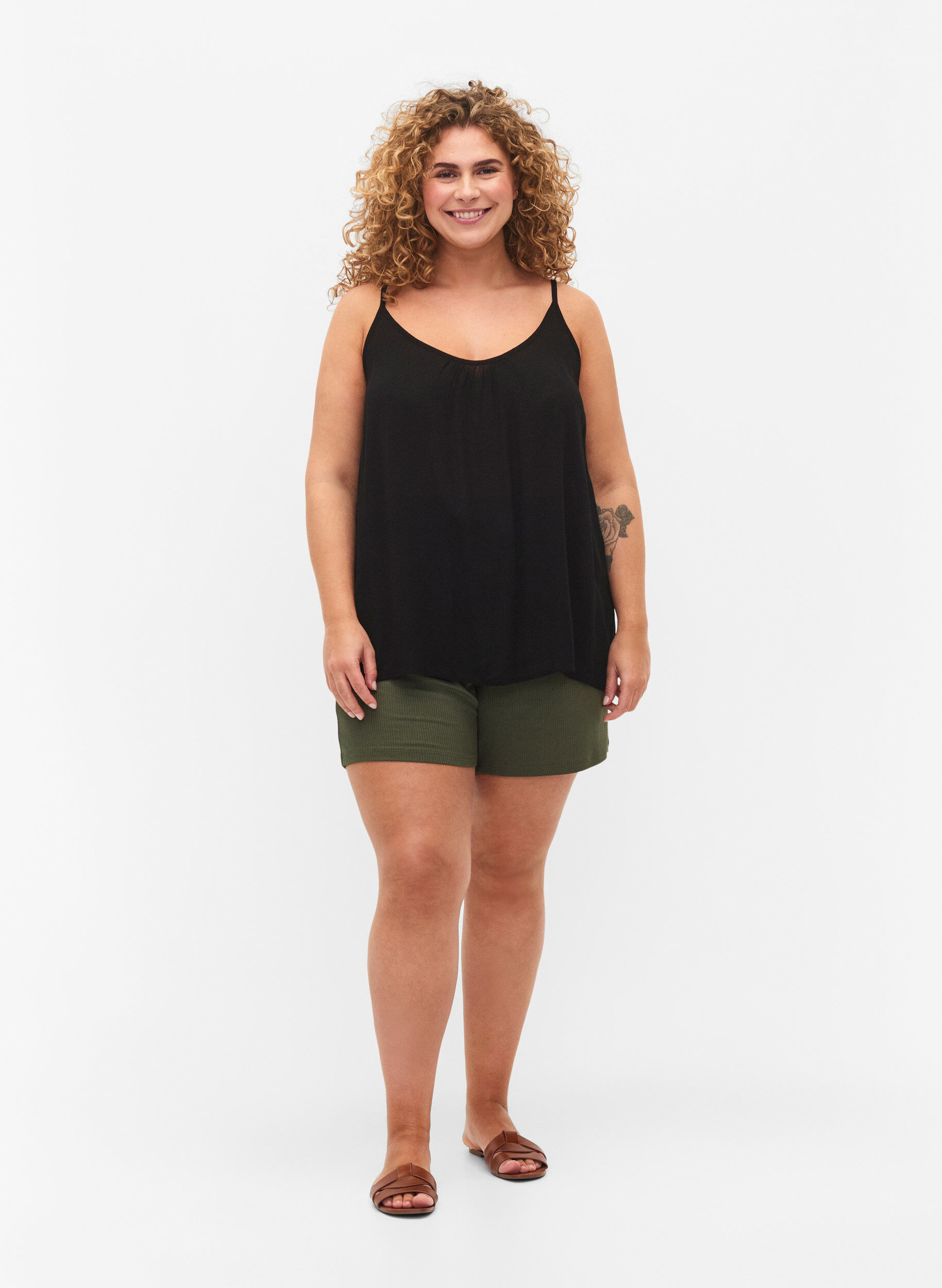 ZizzifashionStrap top in viscose, Black, Model image number 1