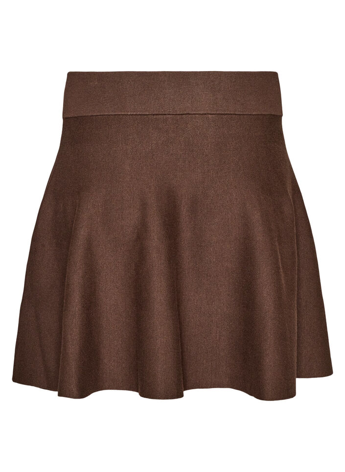 Short knitted A-line skirt, Brown, Packshot image number 1