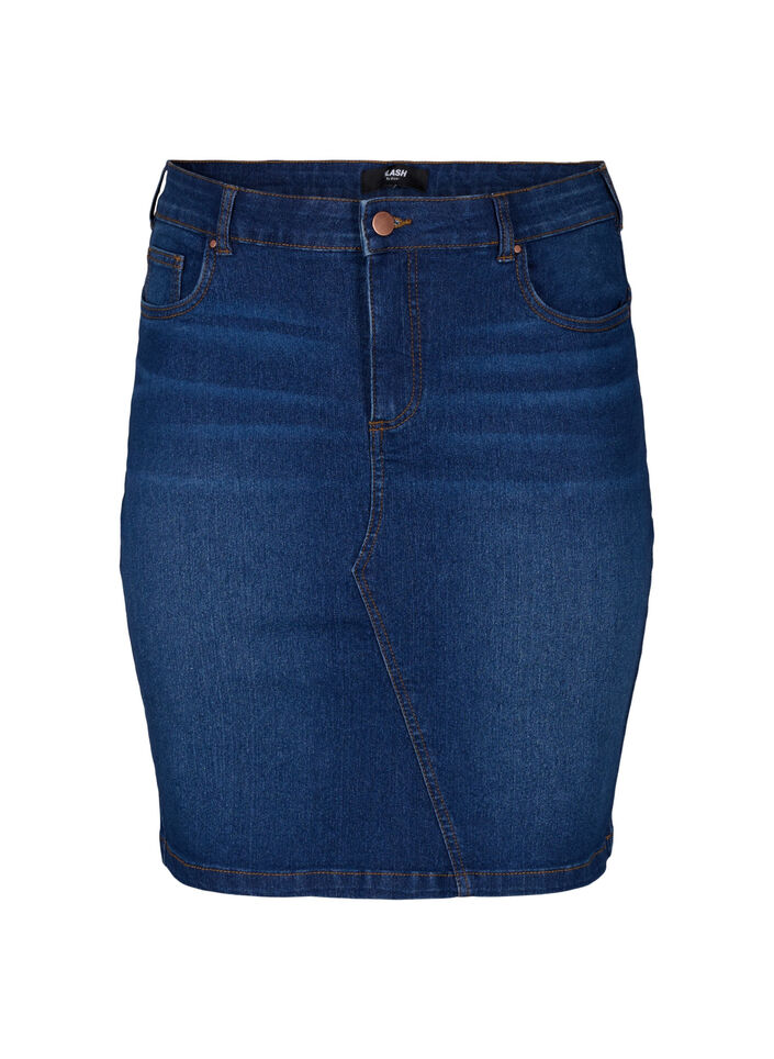 Tight-fitting denim skirt, Blue, Packshot image number 0