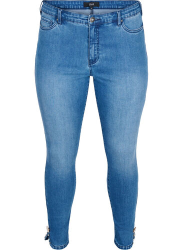 Cropped Amy jeans with beaded detail, Blue denim, Packshot image number 0