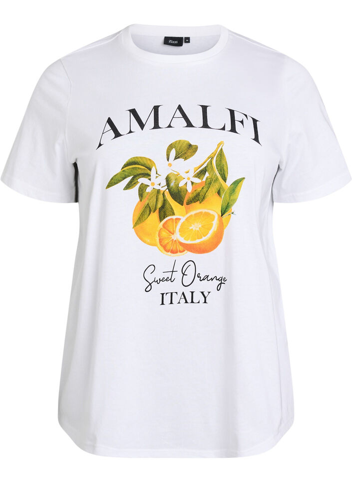 Organic cotton T-shirt with citrus print, White, Packshot image number 0