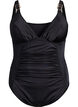 Swimsuit with V-neck and ring detail, Black, Packshot image number 0