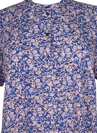 FLASH - Floral tunic with short sleeves, Strong Blue Flower, Packshot image number 2