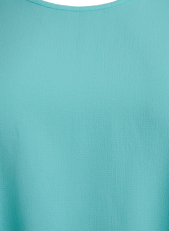 Blouse with short sleeves and a round neckline, Light Blue, Packshot image number 2