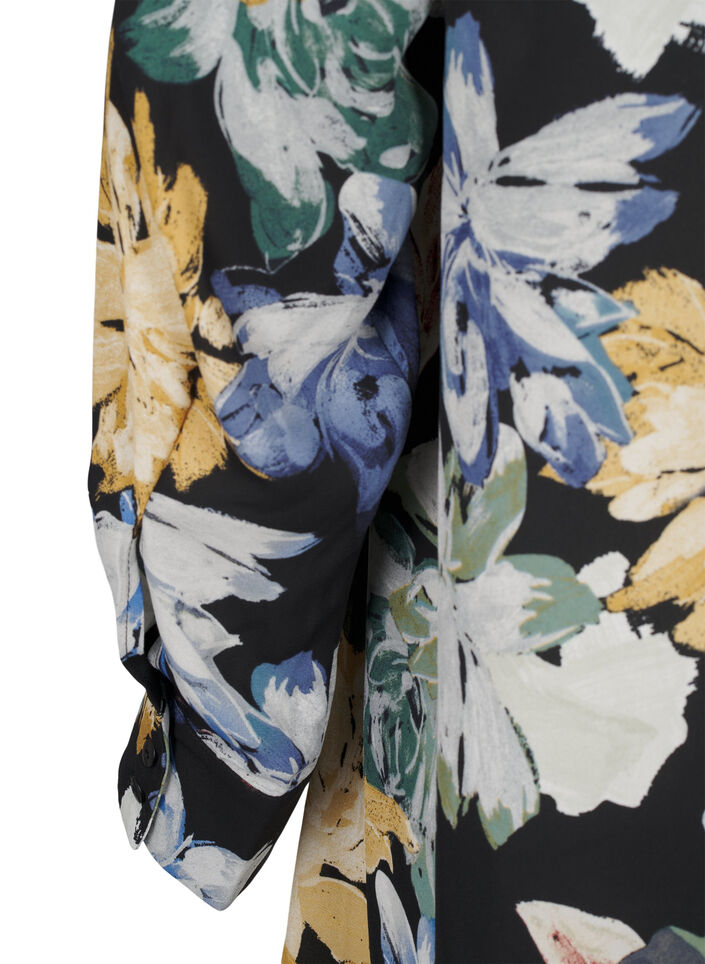 Long-sleeved dress with floral print, Yellow Flower AOP, Packshot image number 3