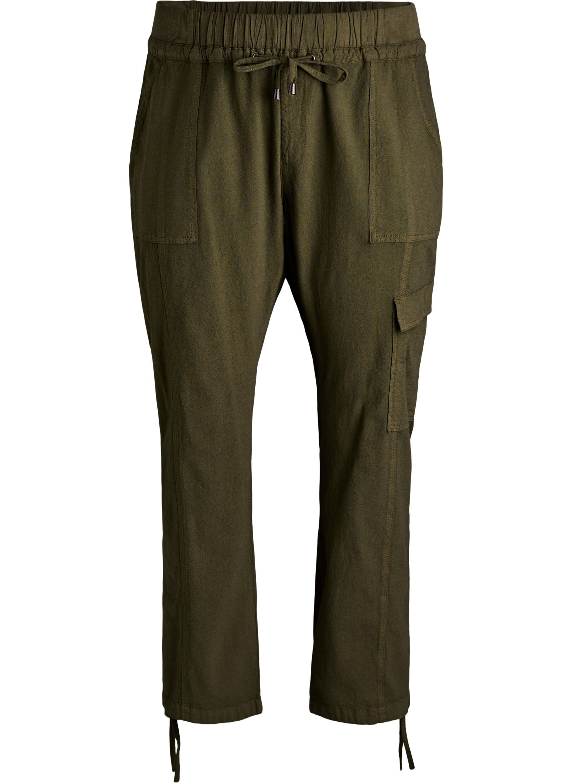 Zizzifashion Loose cargo trousers in cotton, Green, Packshot image number 0