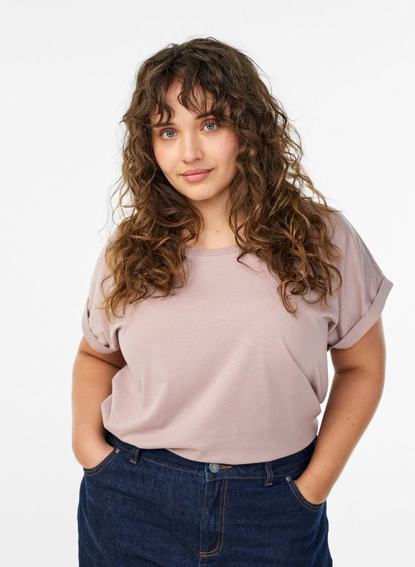 Short sleeve cotton blend T-shirt, Red, Model image number 0