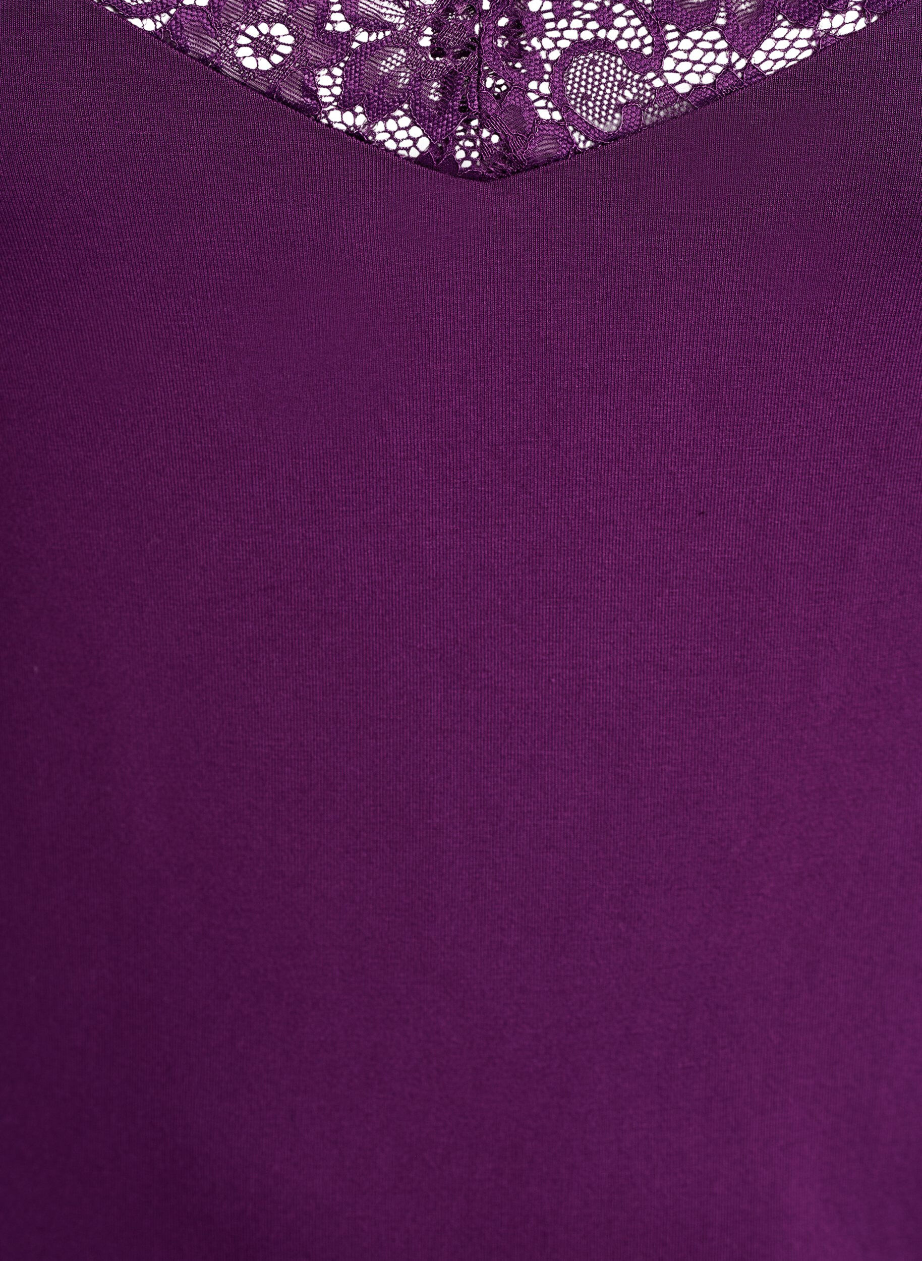 Zizzifashion Viscose top with lace edge, Purple, Packshot image number 2