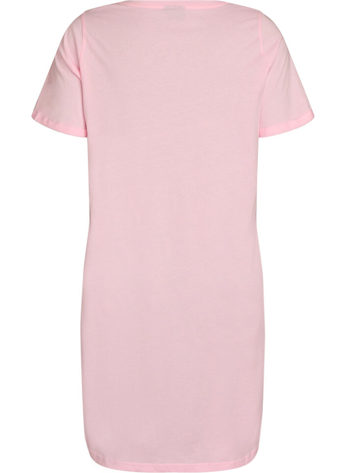 Short-sleeved nightgown in organic cotton, Rose, Packshot image number 1