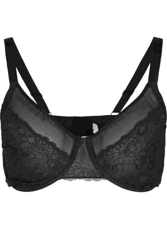 Figa lace bra with mesh, Black, Packshot image number 0