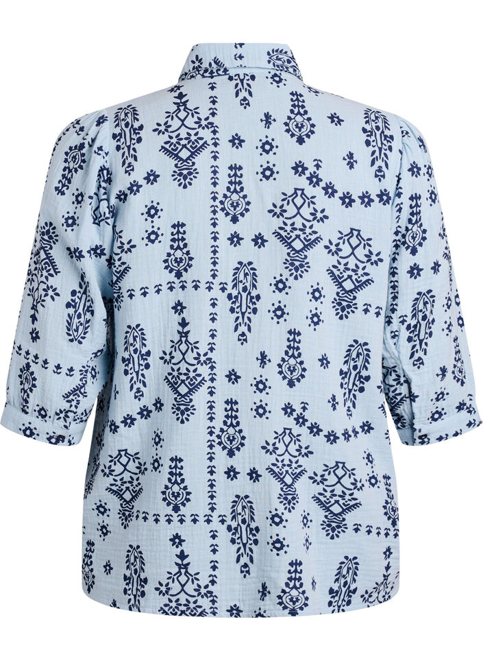 Shirt blouse with 3/4 sleeves, Light Blue, Packshot image number 1