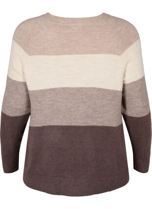 Knitted pullover with round neck and stripes, Iron Mel. Comb, Packshot image number 1
