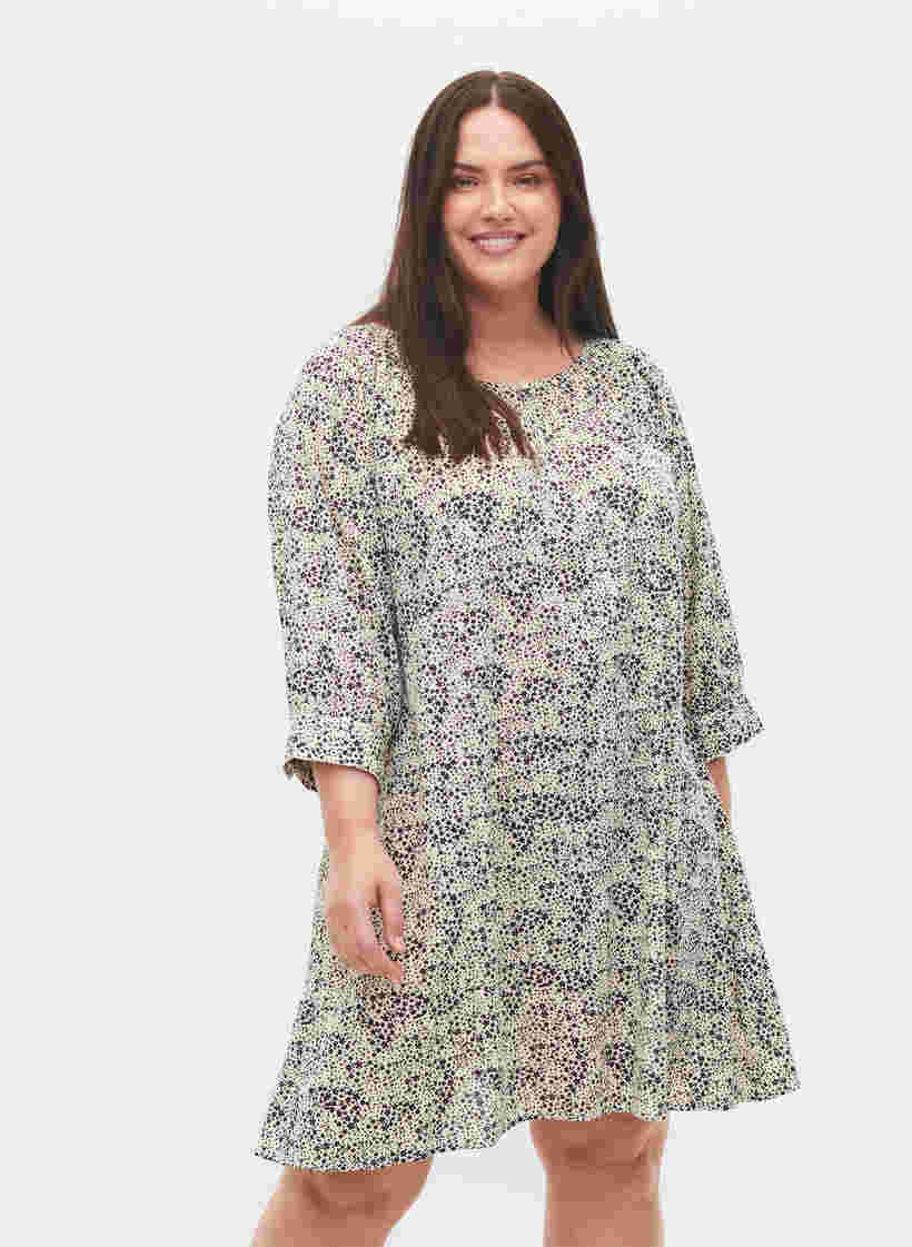 Floral tunic in viscose, Off White Ditsy, Model image number 0