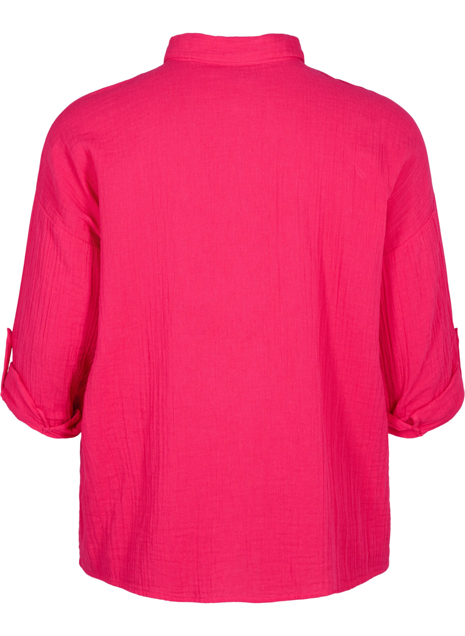 Zizzifashion Shirt with cotton muslin collar, Bright Rose, Packshot image number 1