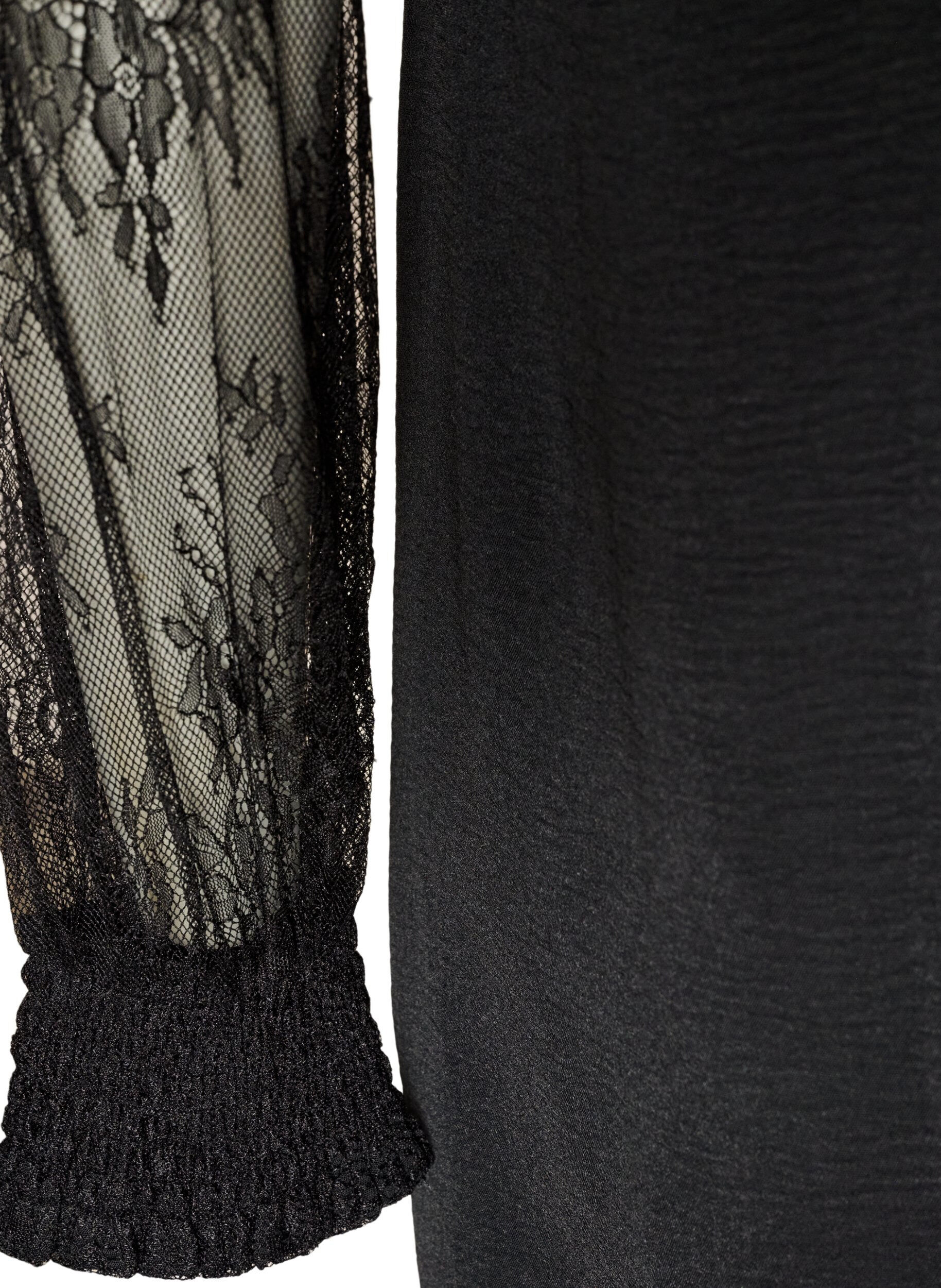 ZizzifashionTunic with sheer lace sleeves, Black, Packshot image number 4