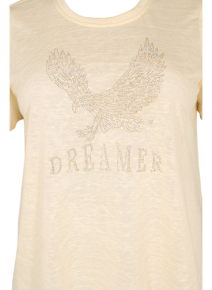 T-shirt with studs and round neck, Buttercream, Packshot image number 2