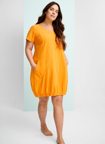 Short-sleeved cotton dress, Orange Tiger, Image image number 0