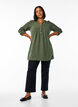 Cotton muslin tunic with broderie anglaise, Green, Model image number 1