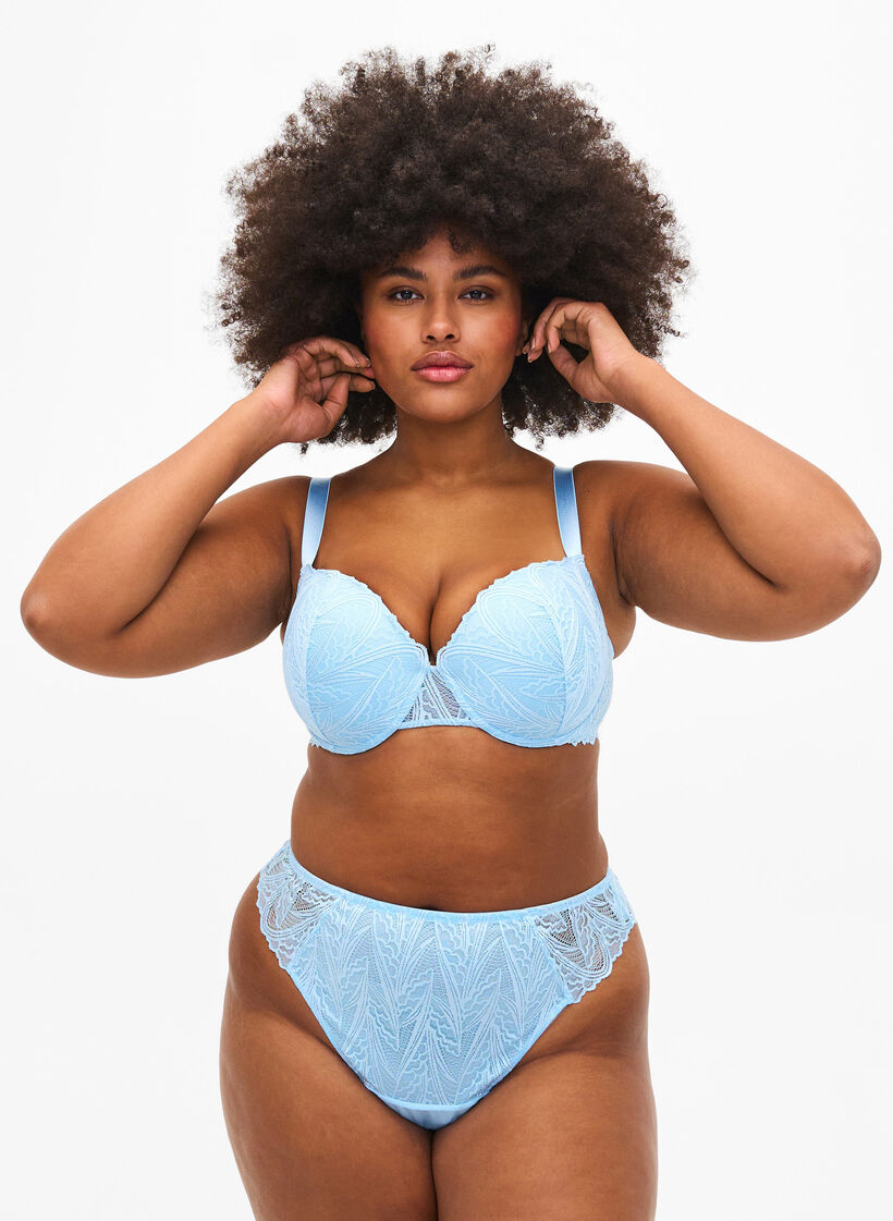 Molded lace bra with underwire, Light Blue, Model image number 1
