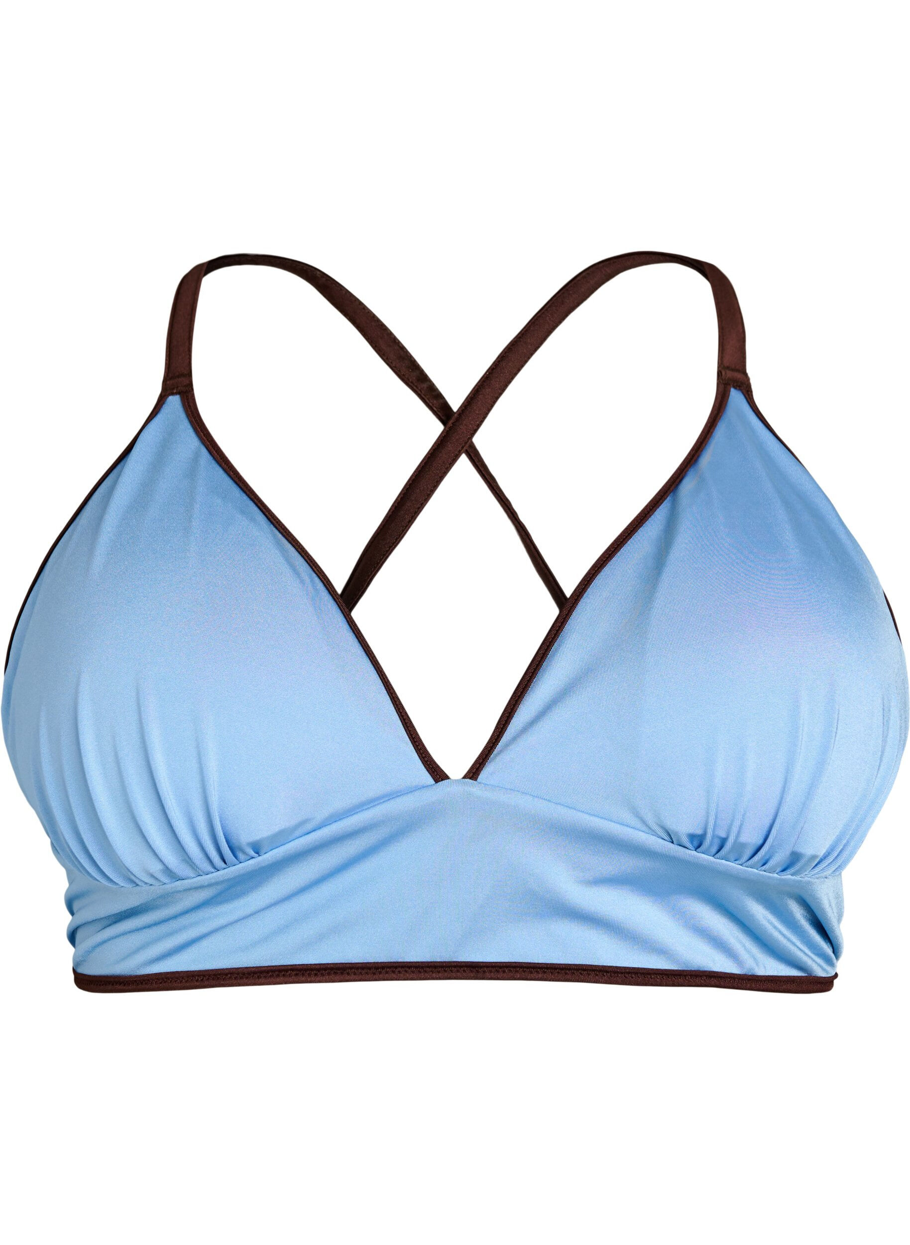 Zizzifashion Reversible bikini top with V-neck and cross-back straps, Brown, Packshot image number 3